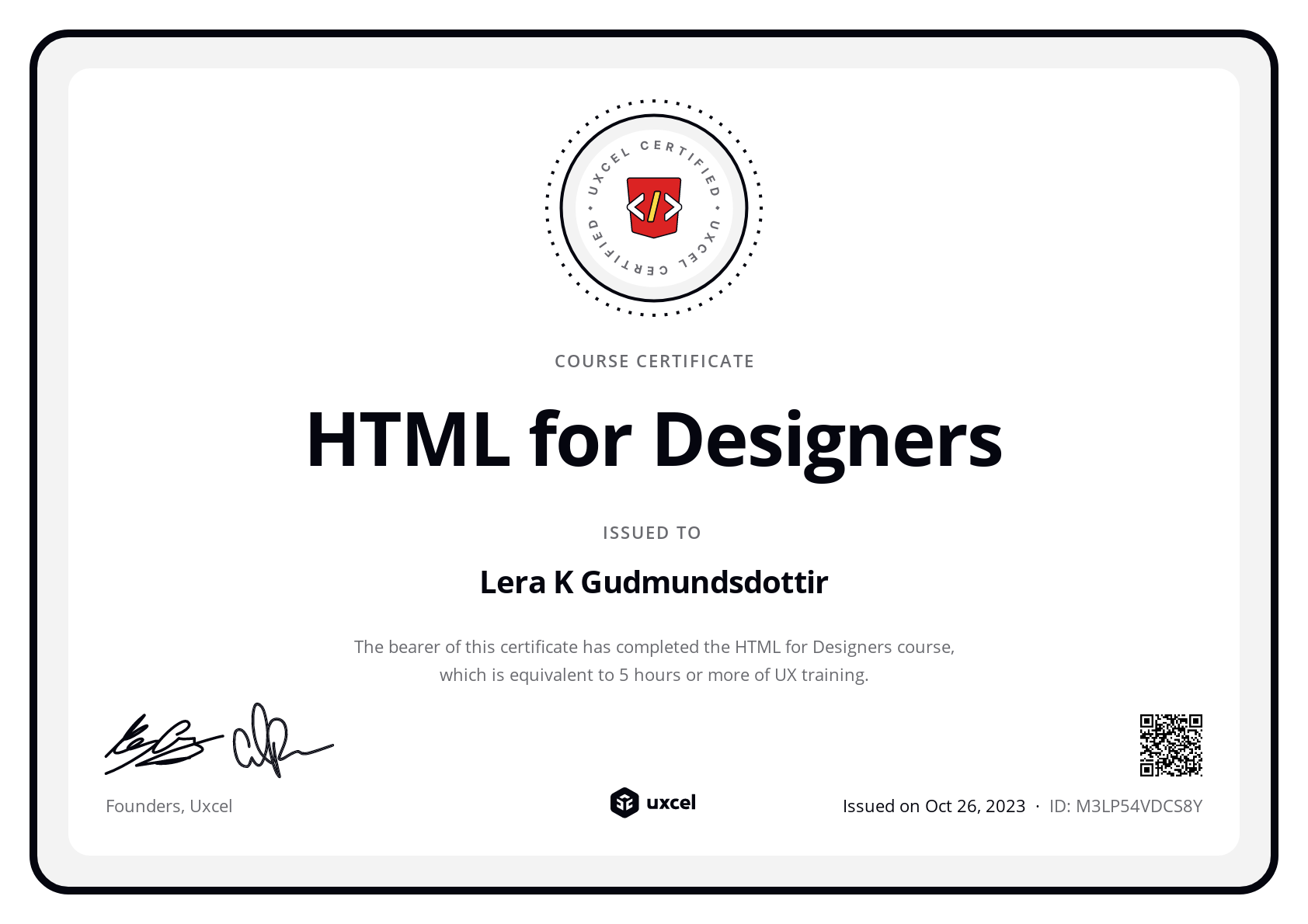 Lera's certificate